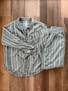 Auden Green Striped Pajama Set